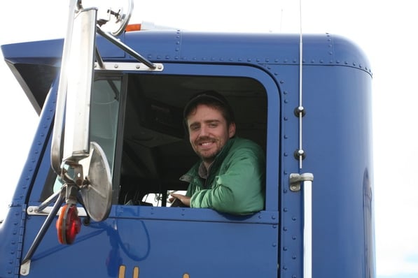 That’s me, driving one of our semis