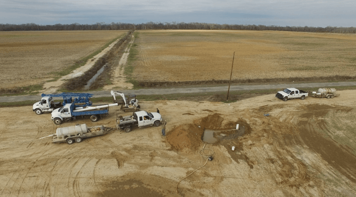 A new water well being installed on Walker’s farm