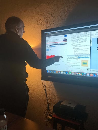 My dad, Randy (Whilden V), looking at the KPI dashboard we built